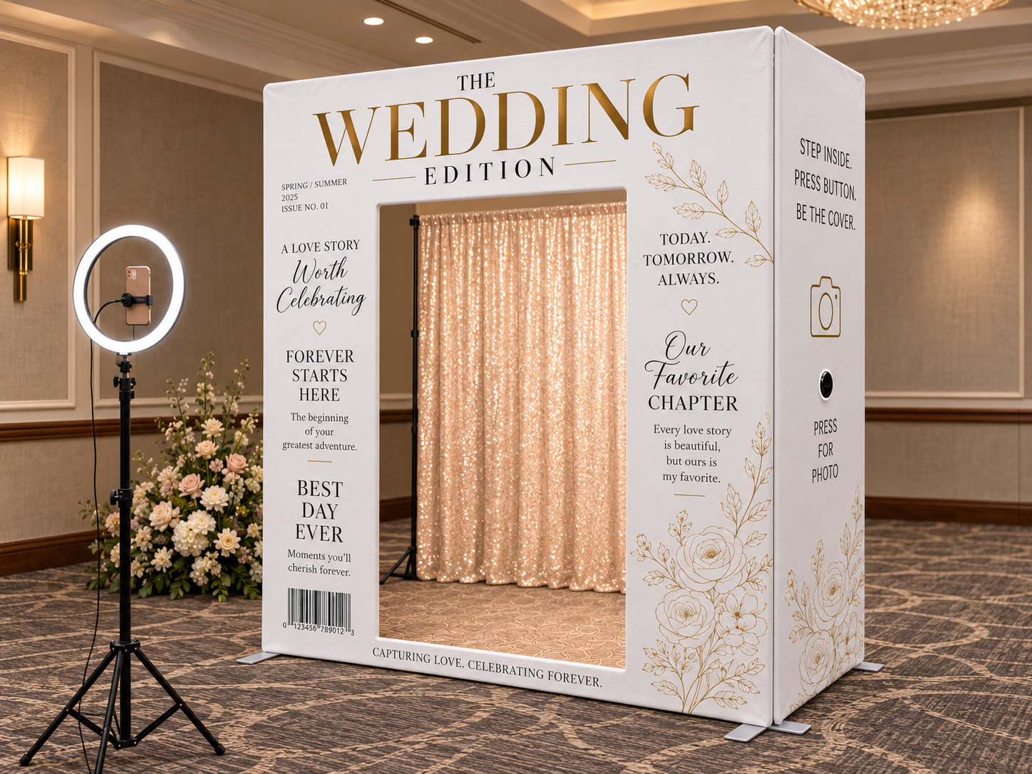 Wedding Edition booth concept in ivory